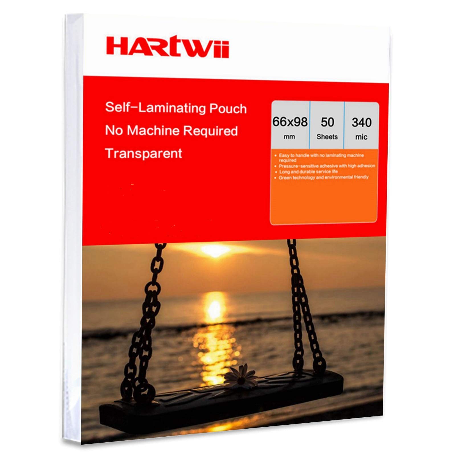 Hartwii Name Card/ID Card Size 66x98mm Cold Self Seal Self Laminating Pouch - 50 Sheets