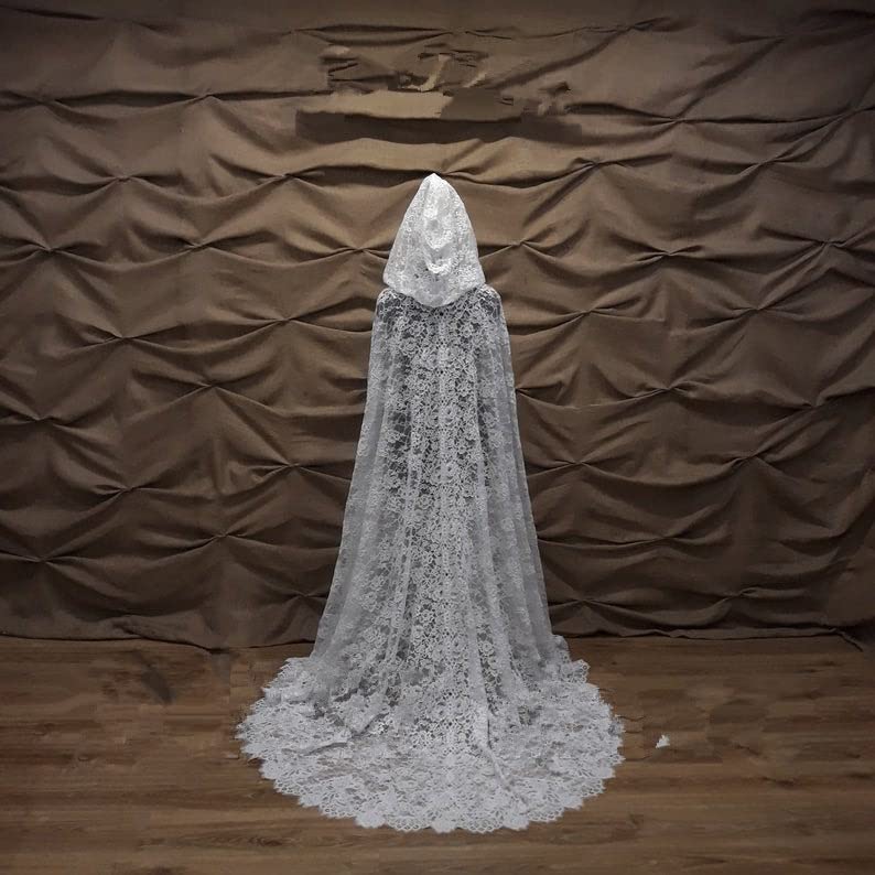 Capilla de velo de mantilla tipo capa de boda con capucha 3