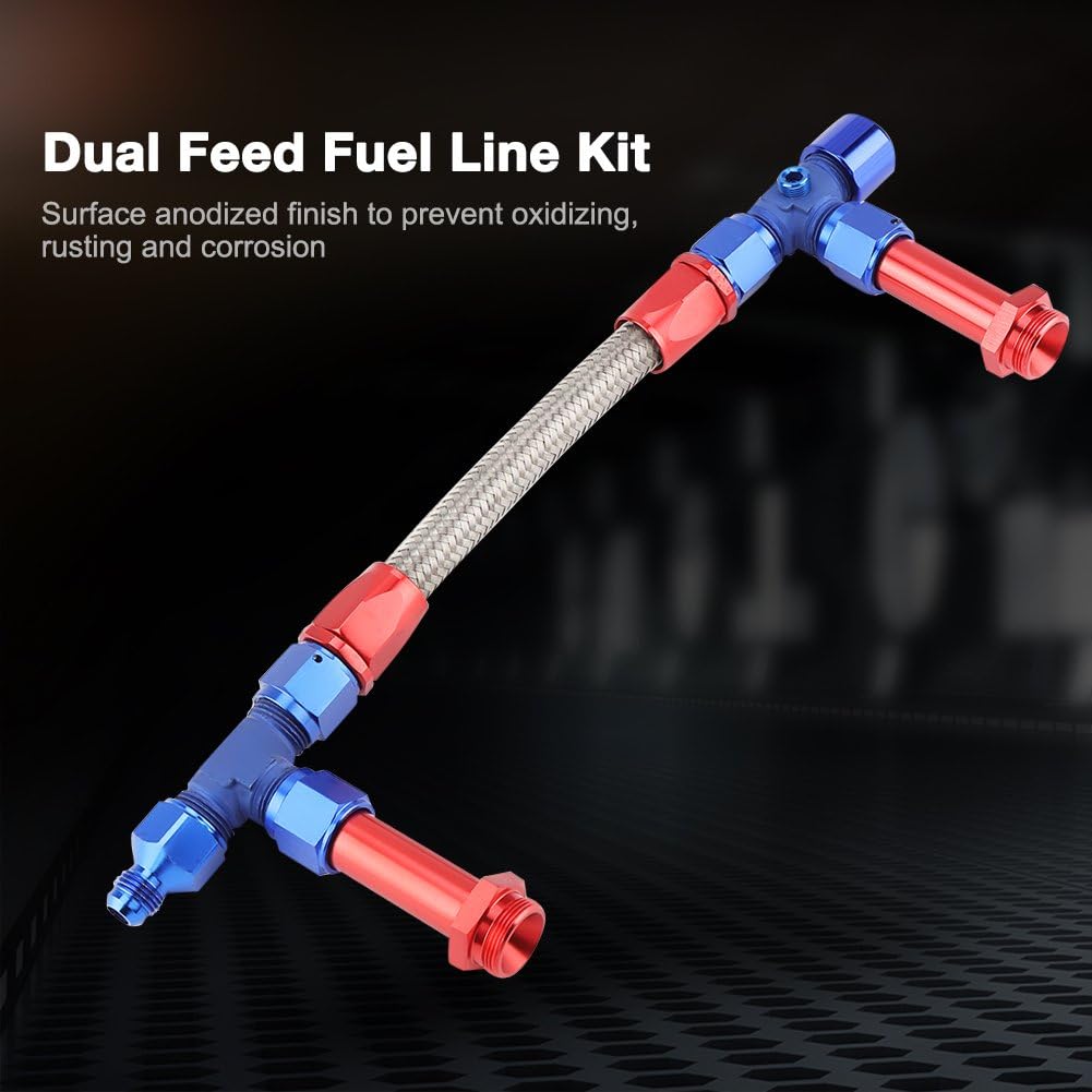 Holley Fuel Line, Yctze AN8 Braided Dual Feed Fuel Line Kit Carb Fittings for 4150 Based Carb W/ AN6 Adapter for holly carburetor 4 barrel double pumper