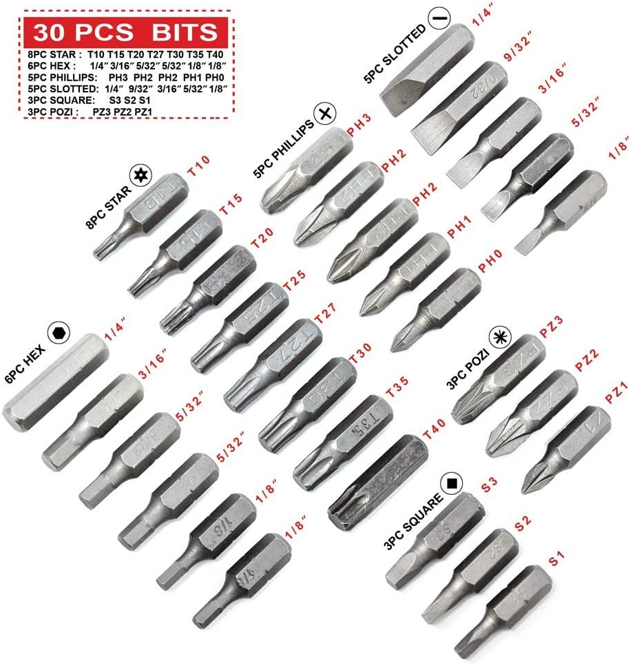 Toolman T handle Screwdriver drill bits set HSS Drill bits Masonry Drill Bits Hex bits For Heavy Duty QTH002