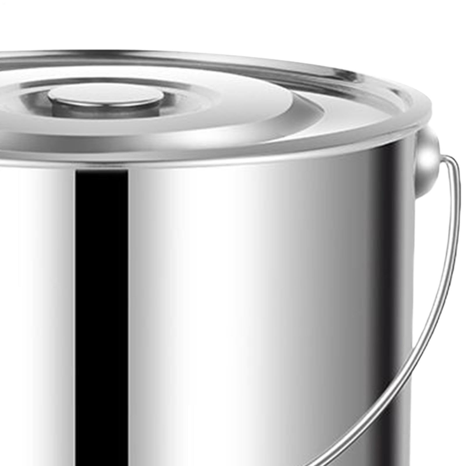 Edelstahl-Eimer mit Deckel – große Kapazität Frischhaltedose | Robuster Metall-Eimer, Wassereimer, großer Edelstahleimer mit Deckel, speichert Mehl, Reis, Müsli, Suppe, Brei, Wasser, A