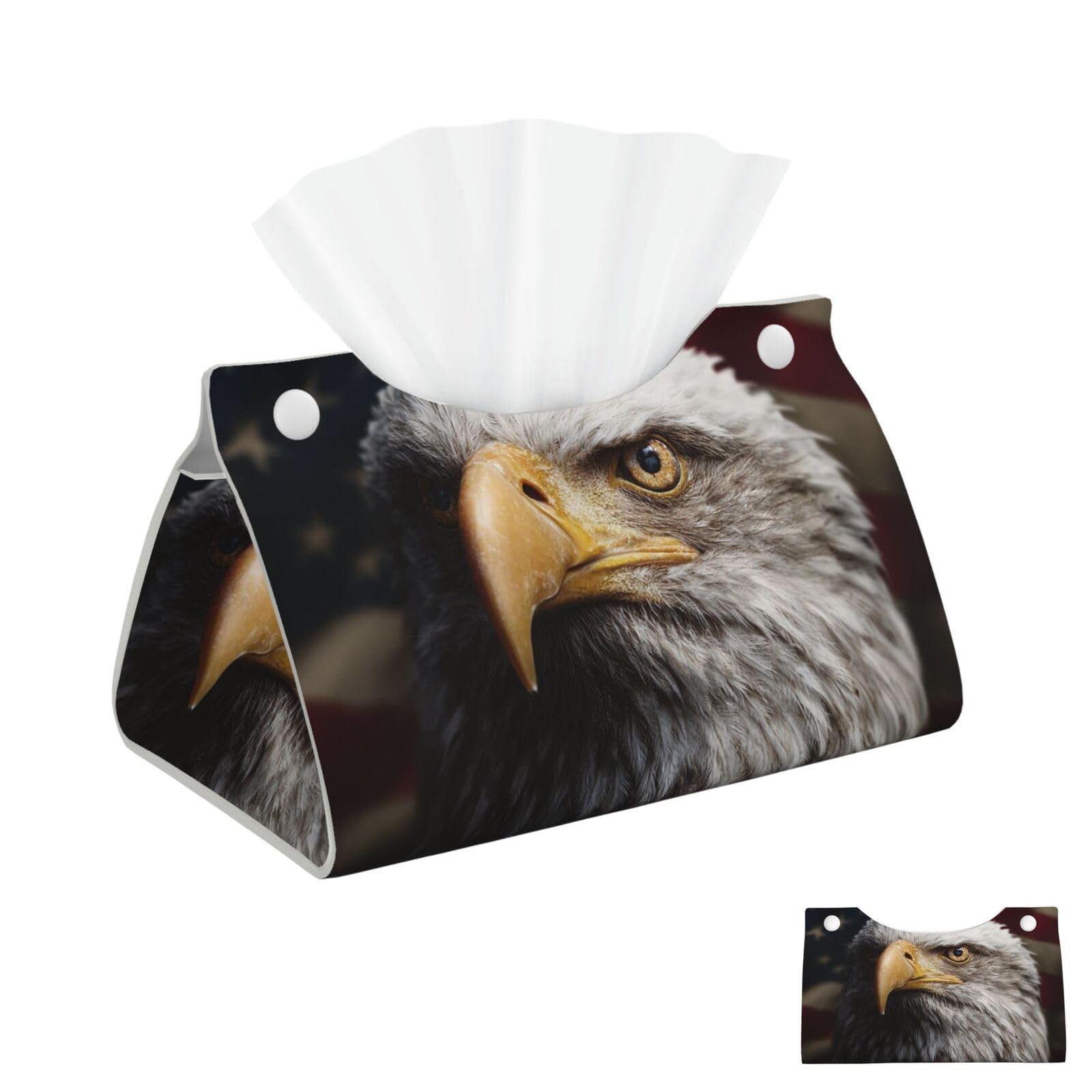 America Flag and Eagle Tissue Box Cover Square Cube Boxes