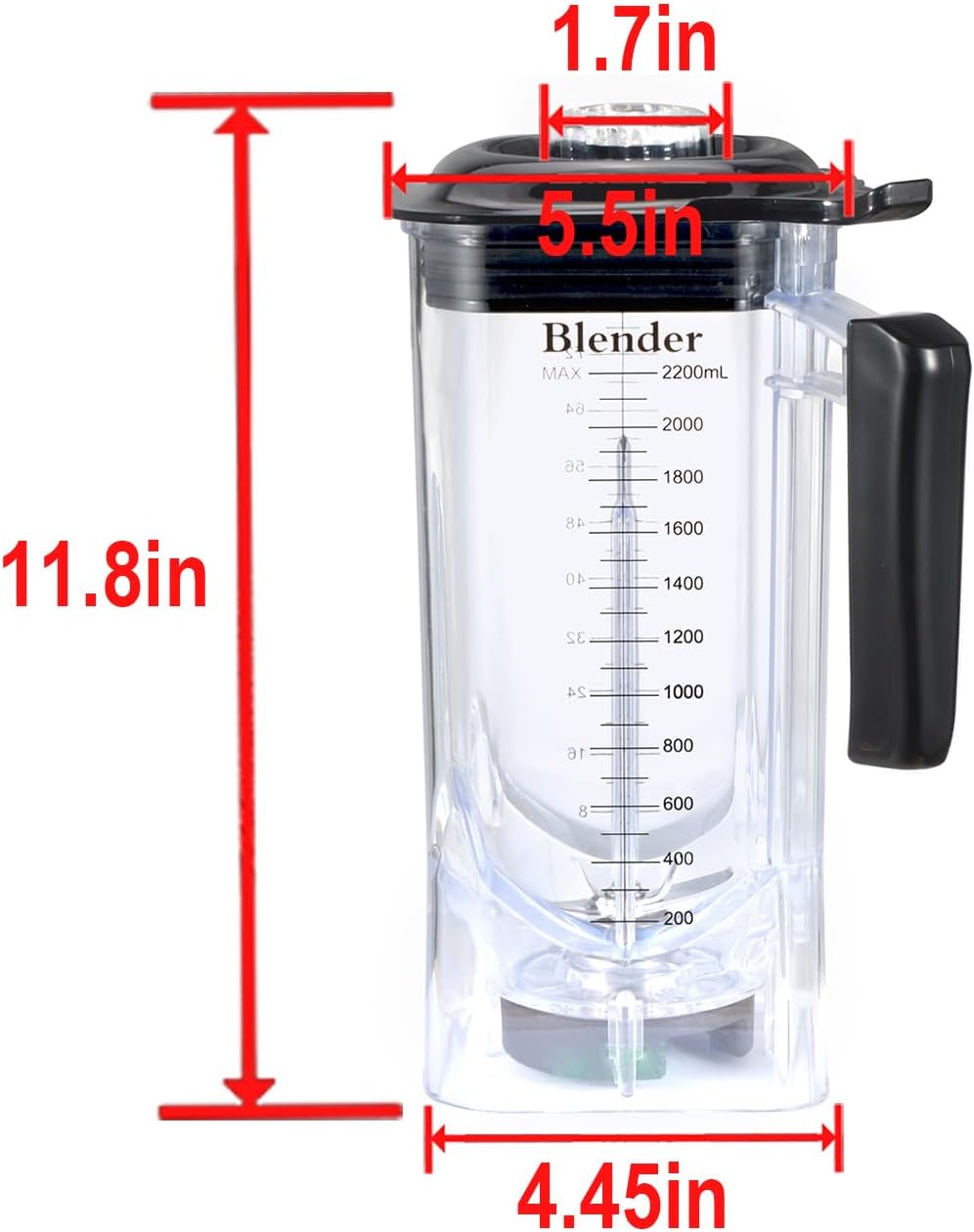 CRANDDI Spare Cup for K90, 80oz Blender Container, 2200ml Pitcher Jar with Long Blade Assembly, Quiet Blender Replacement Spare Part, Clear (80oz/K90 Cup)