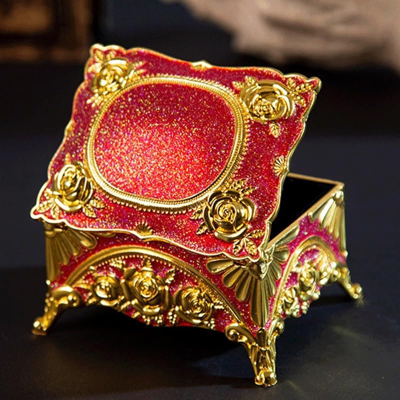 Palace Antique Metal Handicrafts Decoration Rose Clamshell Jewelry Box Storage image 4