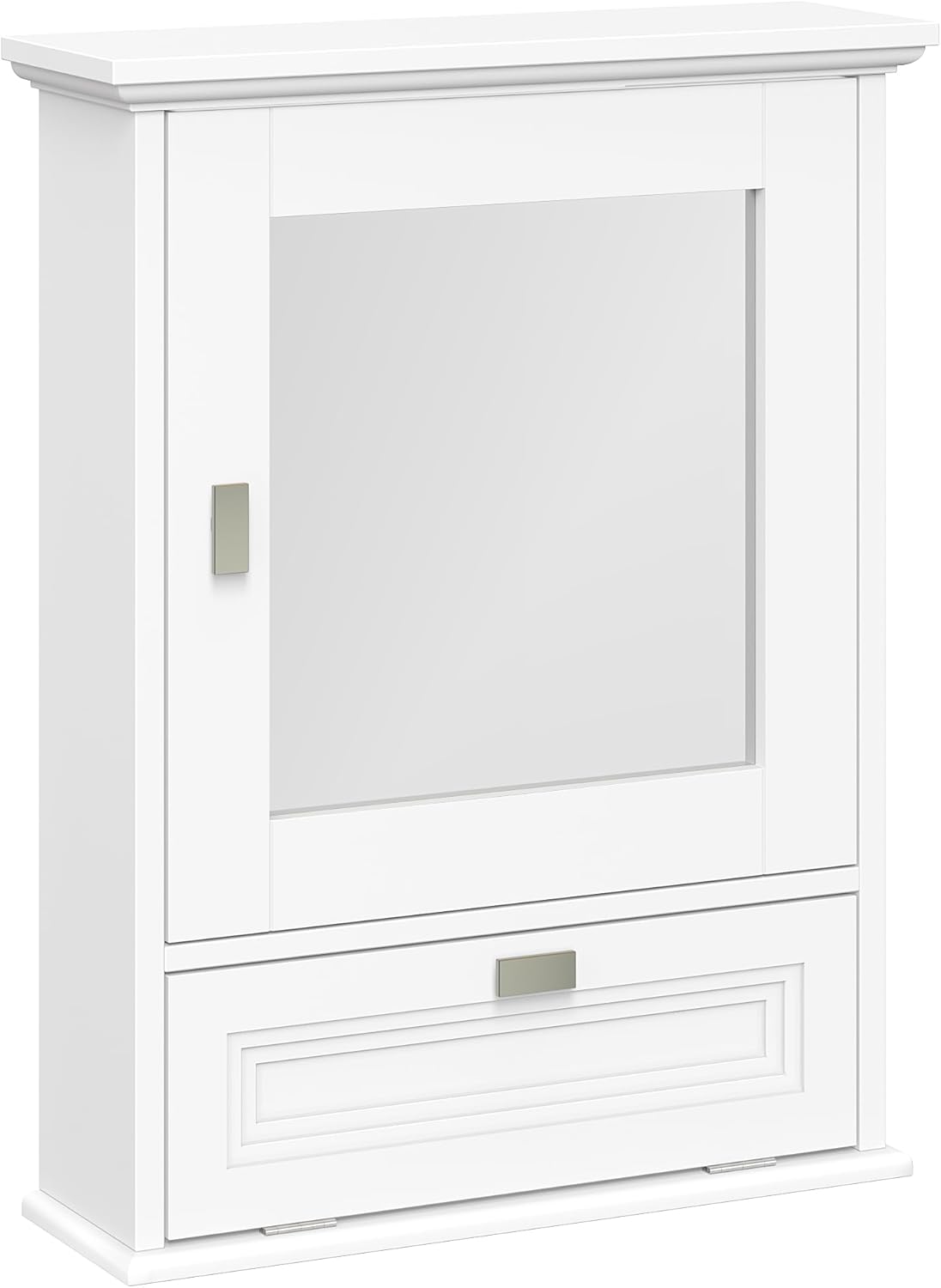 RiverRidge Geneva Wall Medicine Cabinet with Mirror, Soft-Close Hinges, Inset Multi-Layered Raised Panel Dropdown Door, Storage Compartment, & Interior Adjustable Shelf