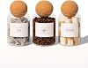 3 x Jars Set Tea Coffee Sugarwith Cork Lids and Sticker Labels - Small Modern Glass Kitchen Food Storage Canister Container Caddy Biscuit Tin Sweet Pot Set with Wooden Lid - by Argon Tableware