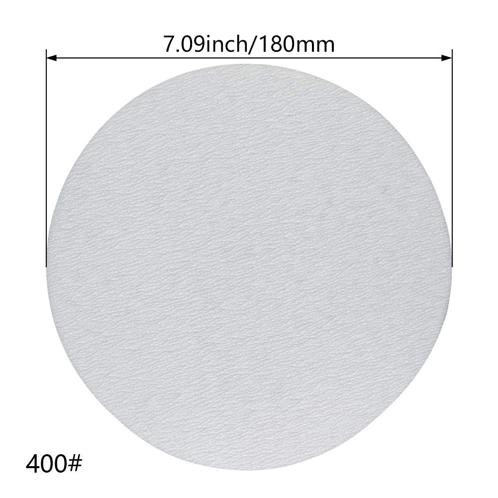 Auniwaig 7-Inch Hook and Loop Sanding Discs,400 Grits Aluminum Oxide Flocking Sandpaper for Car Surface Coating,Silicon Bottom,Wood,Stone,Metal 20pcs