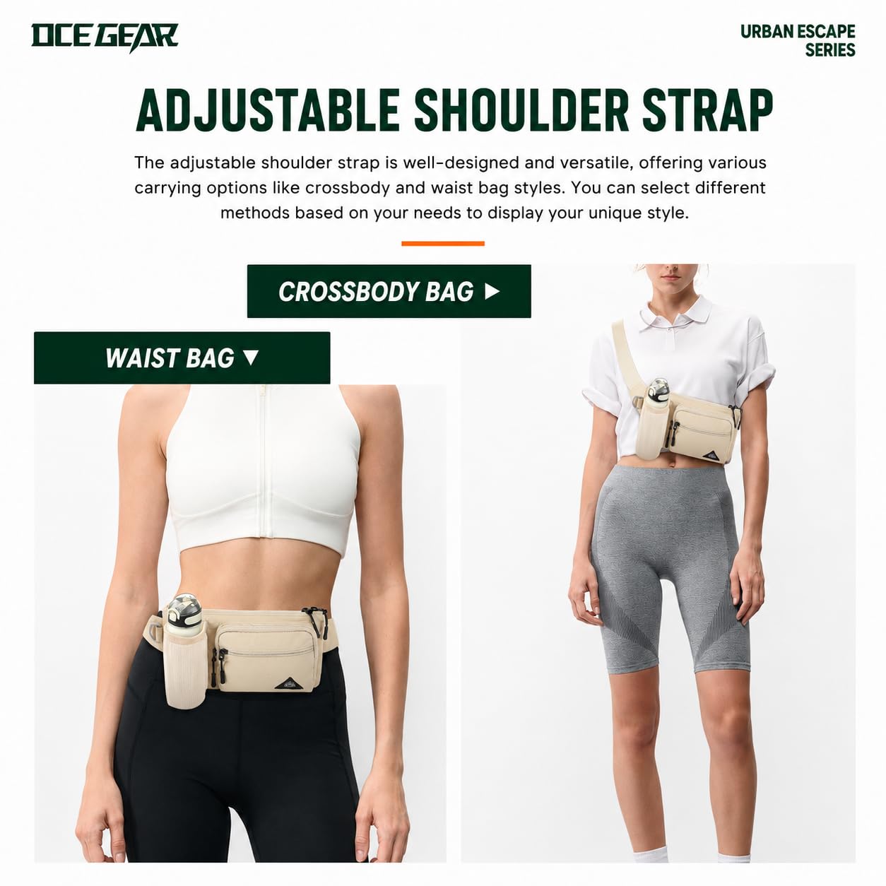 Riñonera con soporte para botella de agua para hombres y mujeres, riñonera para correr, impermeable, para viajes al aire libre, ciclismo, escalada, caminar, apto para todos los teléfonos, Beige, [IN]