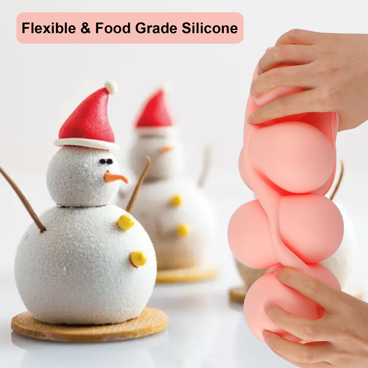 Nalchois Kugelförmige Silikonformen, 3D-Silikon-Backform für Mousse-Kuchen, Fondant, Seife und Eis, antihaftbeschichtet, leicht zu lösen, BPA-frei, Schokoladenformen, 8 Mulden