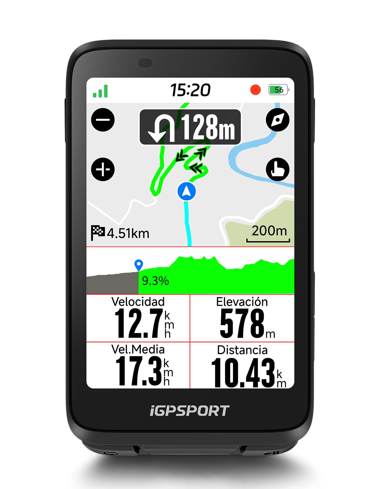 iGPSPORT BiNavi GPS Bicicleta, Análisis Entrenamiento Función Recorrido Continuo Detección de Movimiento 3,5" Pantalla Táctil Control de Música y Cámara de Acción, iClimb Pro, 35H,Negro