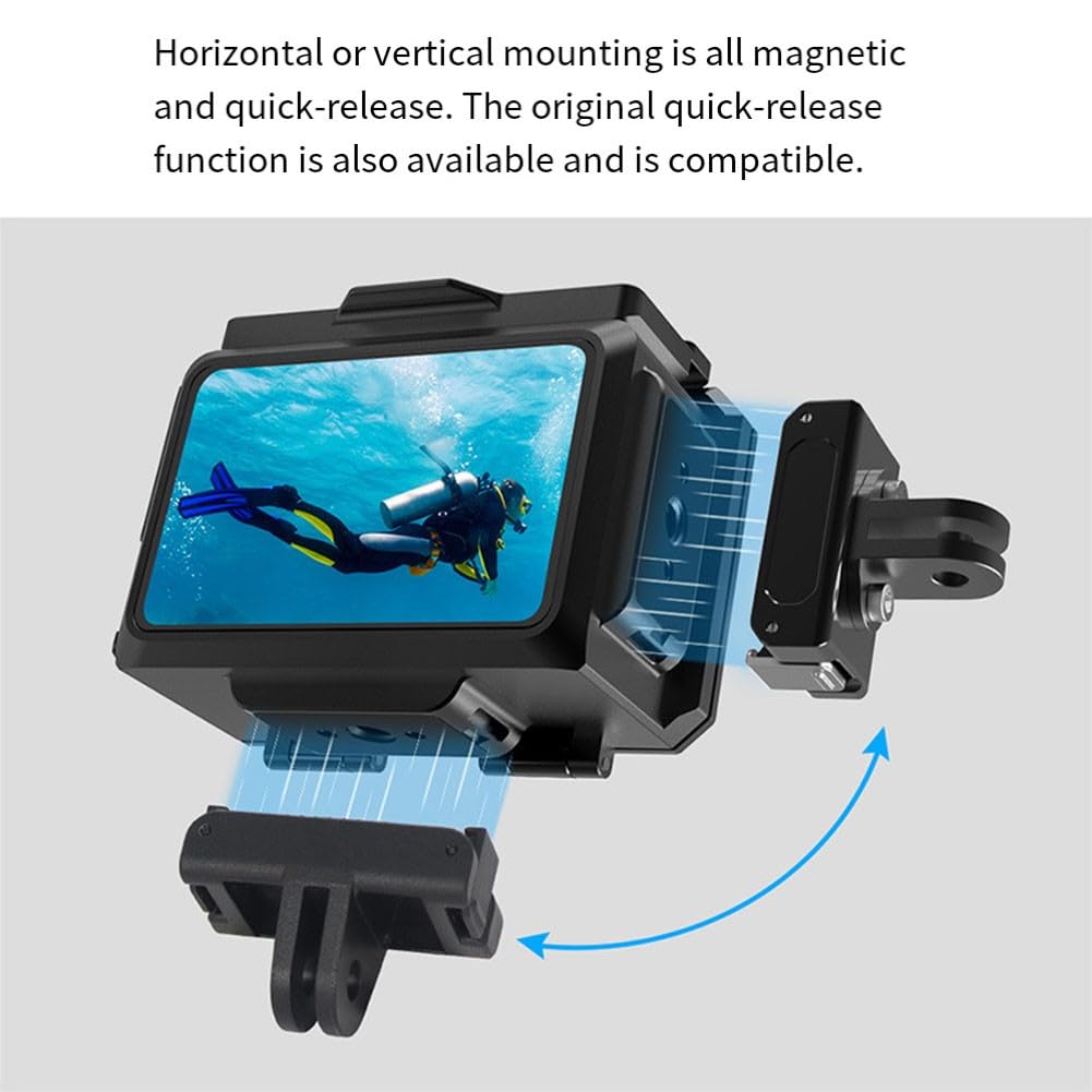 Underwater Dive Case Action 5, carcasa de aluminio impermeable de 80 m con lente de vidrio HD y soporte lateral, para color negro