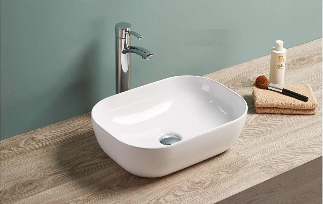 Premium Designer Ceramic Table Top Polished Finish Slim Rim Wash Basin/Vessel Sink (White, 17.5 X 12 X 5.5 Inch) (B07PT86JL2) Amazon Price History, Amazon Price Tracker