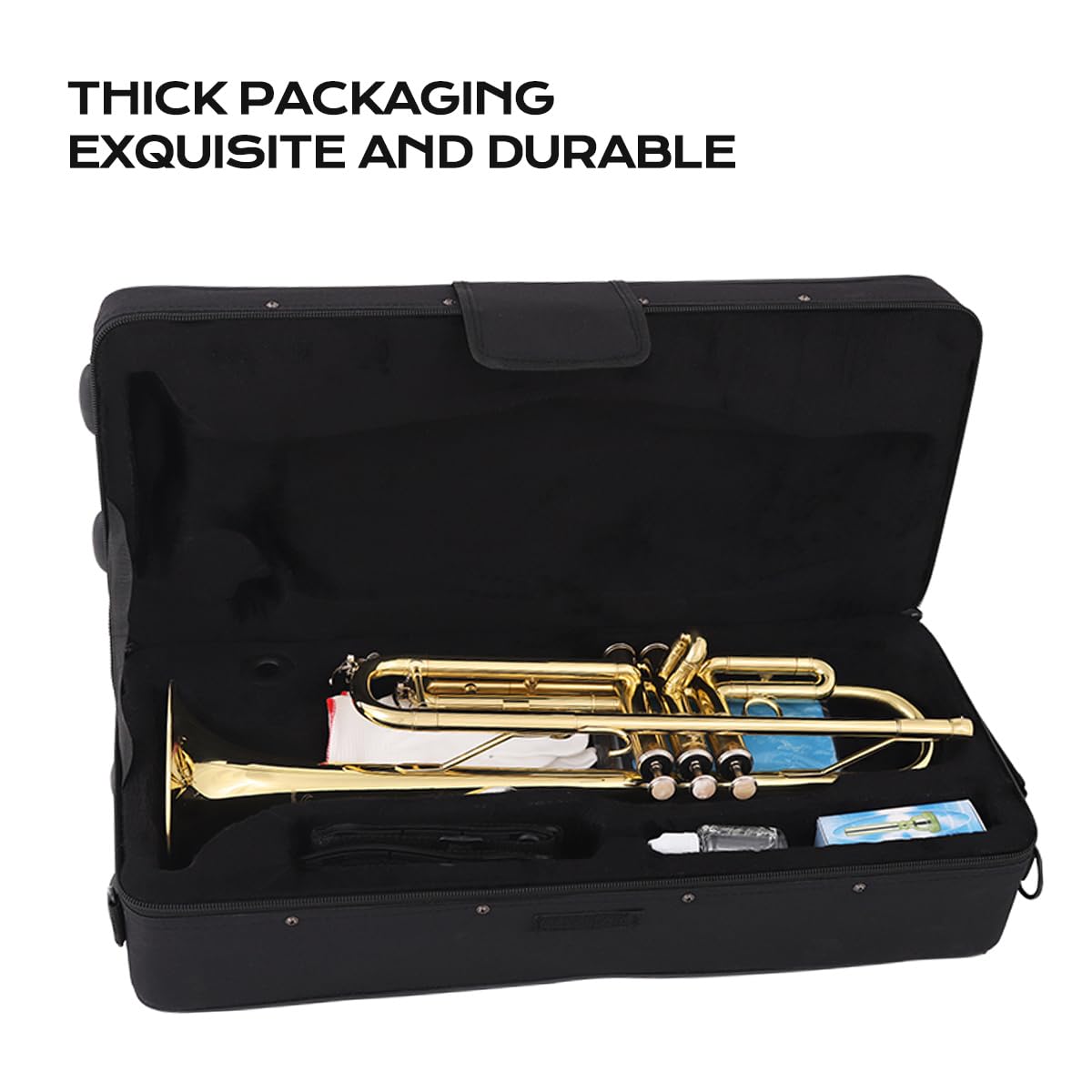 Set di Tromba Standard Bullfighter Set standard di tromba Bb in ottone con custodia rigida, guanti, panno per la pulizia, bocchino per tromba 7C, trombe per principianti e studenti (Oro)