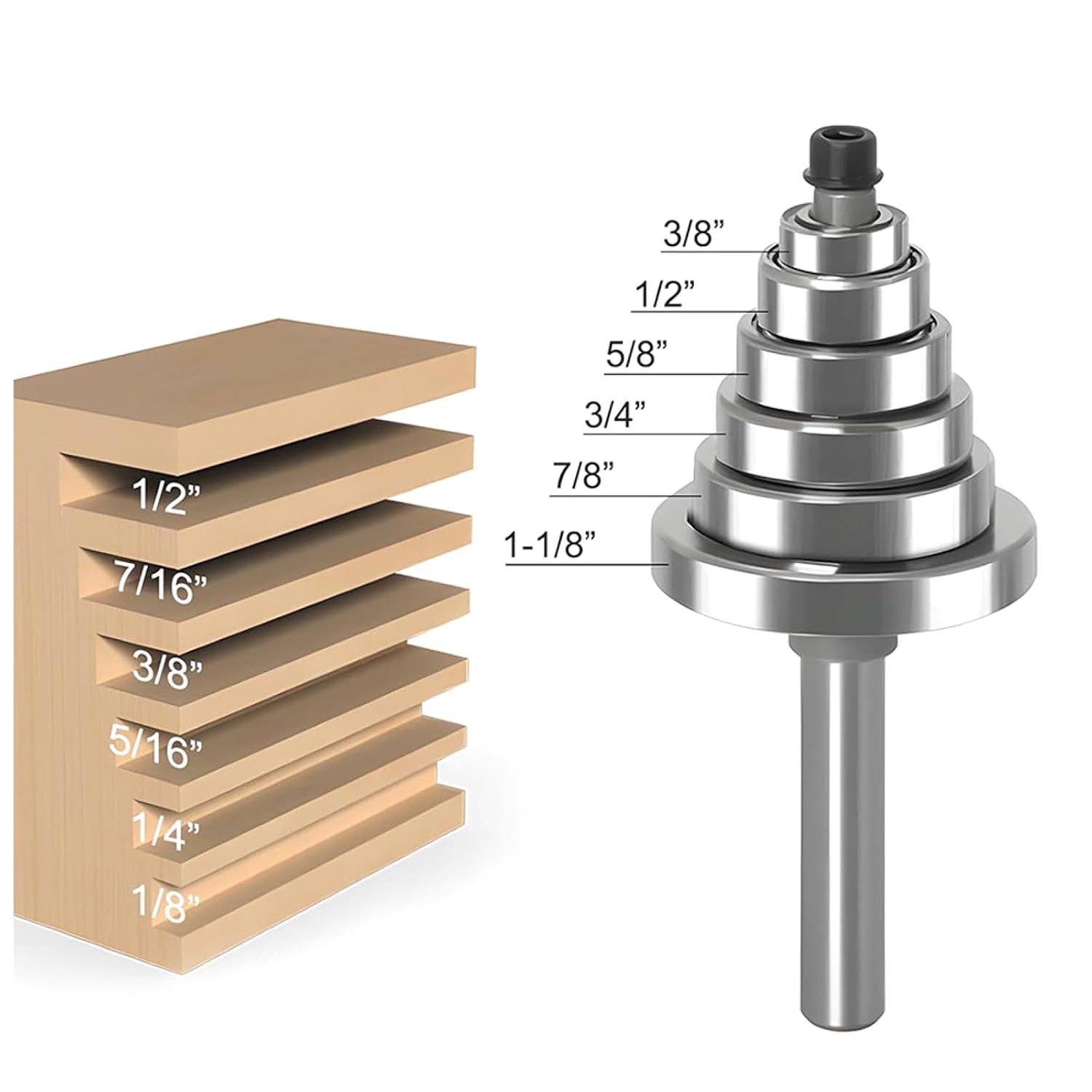 1/4 Inch Shank Steel Groove Top Bearing Rabbet Cutter Router Bit Set Woodworking Cutter Tool Accessory