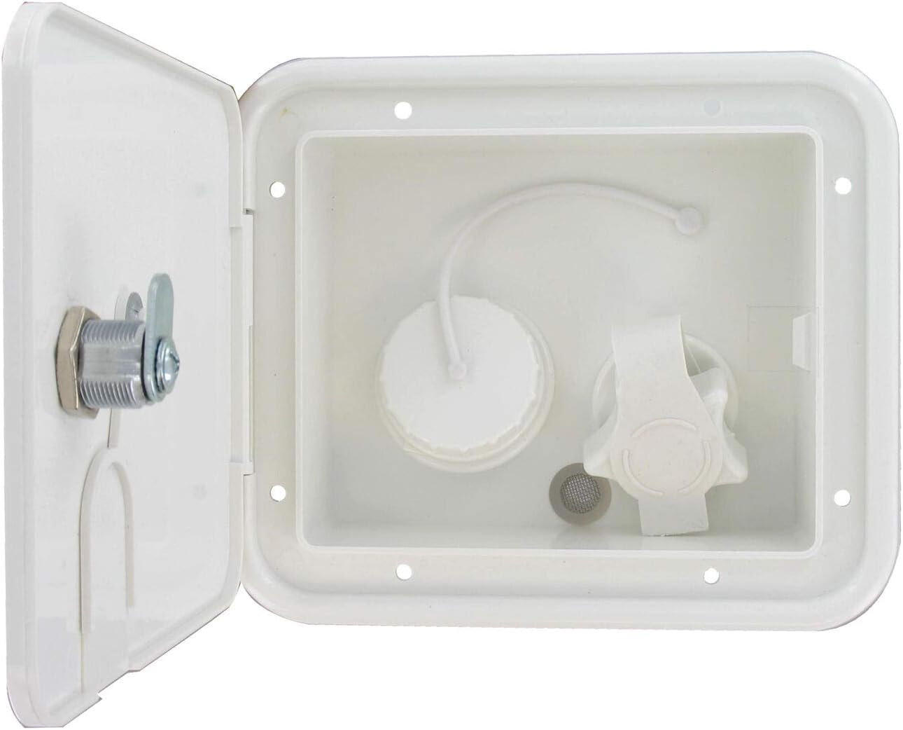 White Plastic City Water Tank Inlet Hatch Camper Trailer RV Lock Door