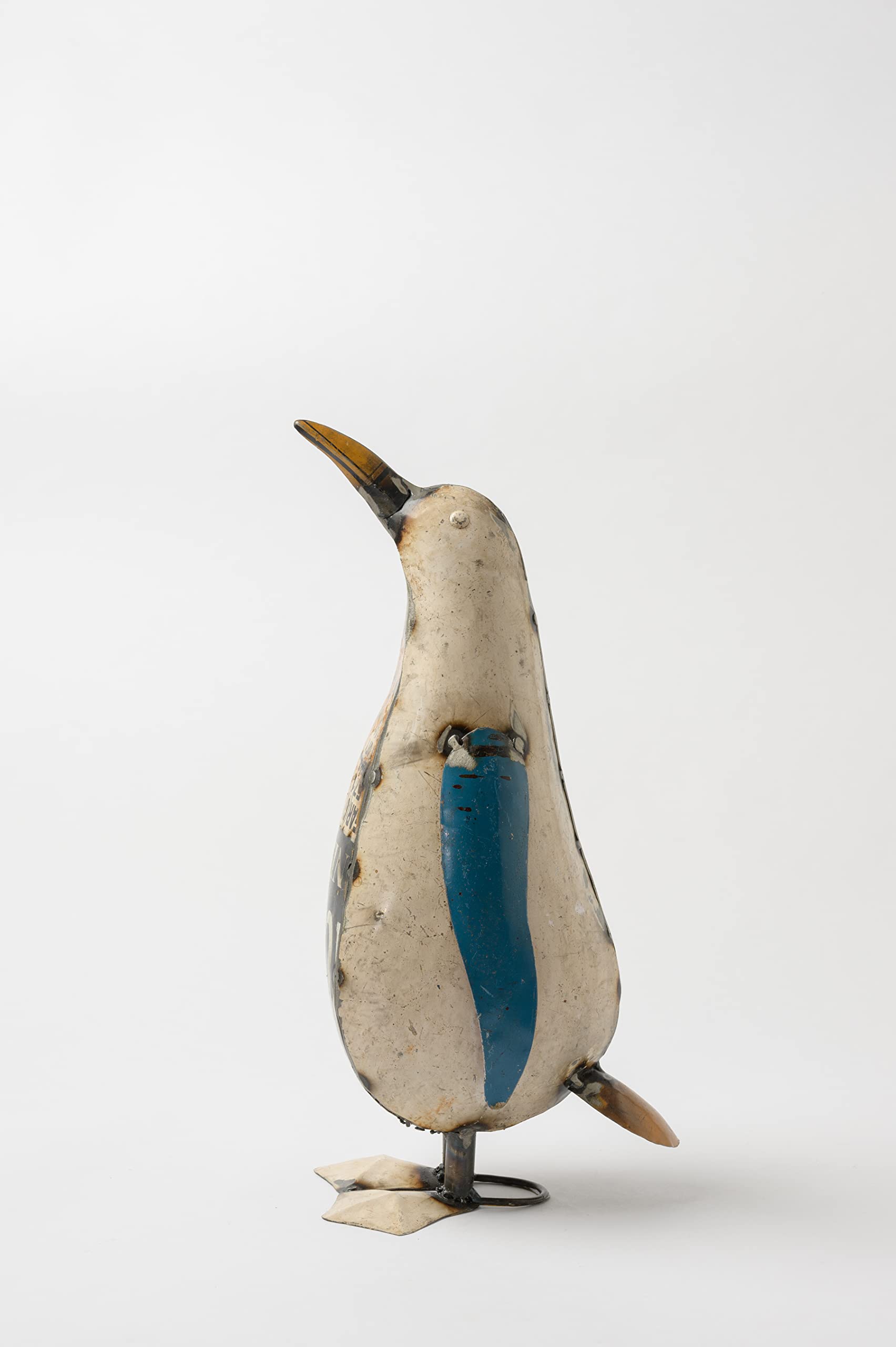 Pingouin décoratif fait main figurine en fer recyclé esprit nature