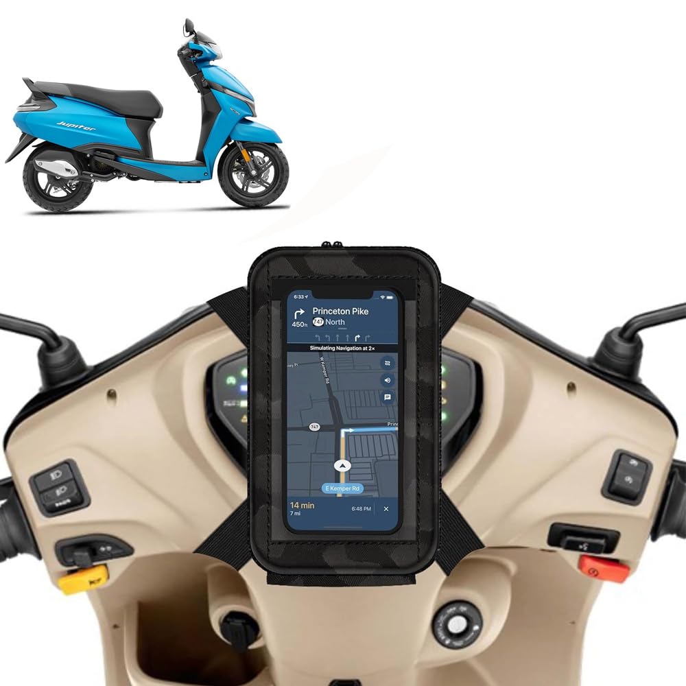 Universal Mobile Holder/Stand/Mount Pouch for Scooters Scooty for Jupiter Classic (Black-image-26
