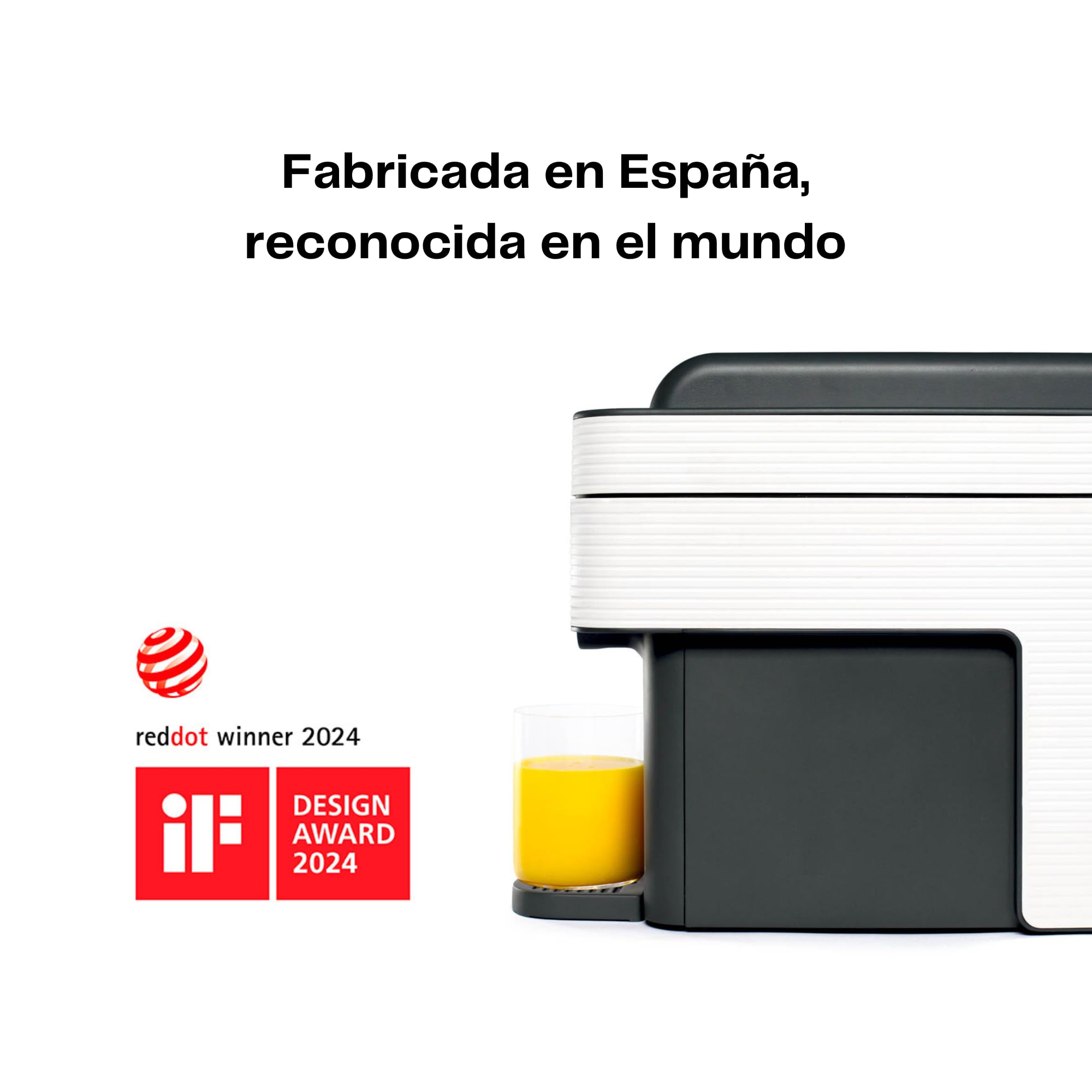 One exprimidor de naranjas electrico automatico | Tu zumo listo en menos de un minuto con solo pulsar un botón - orange juicer machine hecha en España | Más Rápida. Más Limpia. Mejor (BLANCO)