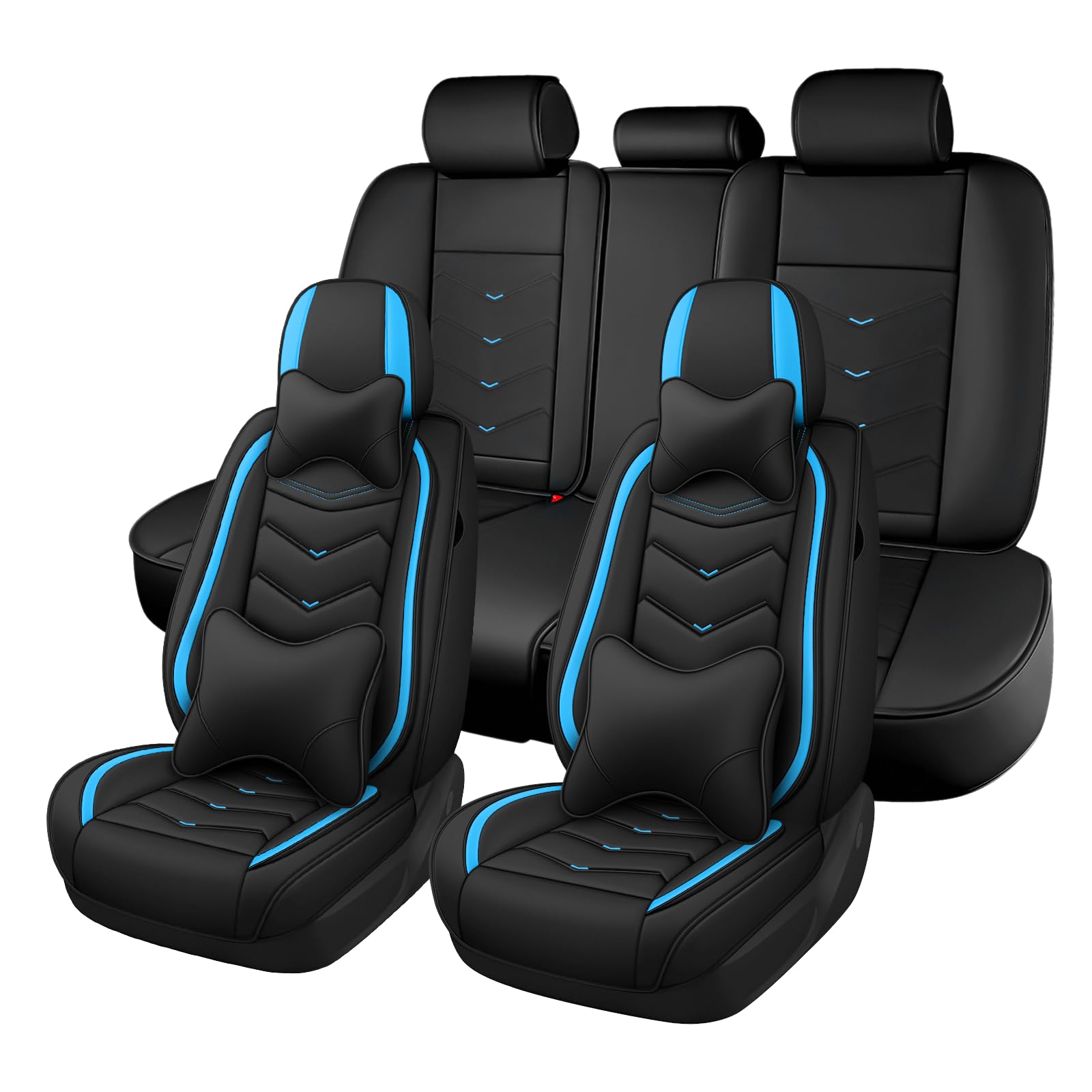Car Seat Cover for MINI Cooper S Clubman 2008-2012, Seat Covers Full Set,Non-Slip Waterproof seat Cover,Wear-Resistant Nappa Leather car seat Covers. (Luxury 5 Seats/Black Blue)