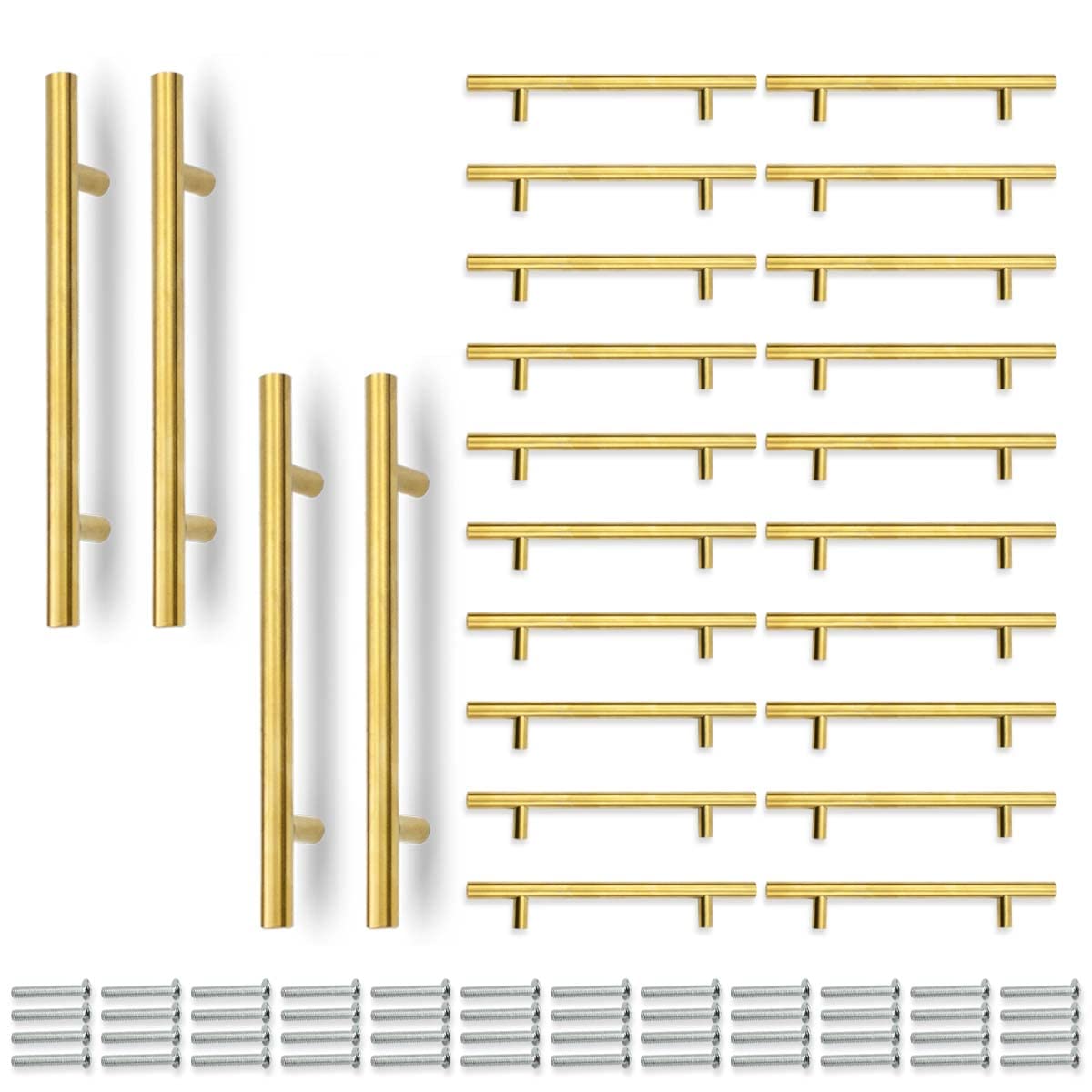 Bwintech 24 Piezas 150MM (96MM Agujero Central) Tiradores Dorados para Tiradores de Cocina, Acero Inoxidable, Ideal para Gabinete, Cajón, Armario