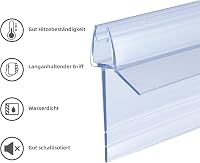 KOOBON Zuhanytömítés 2x80 cm - Víztaszító PVC Tömítőprofil 4-6 mm Vastag Üvegajtókhoz, Zuhanykabin Szigetelő Csere Alkatrész 4