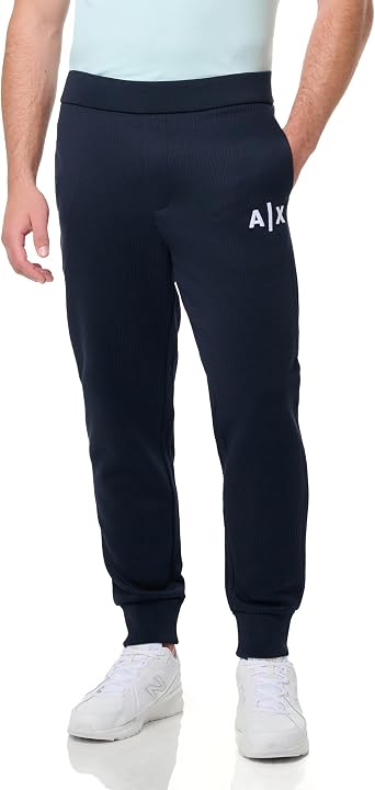 Armani Exchange Mens Jacquard Fleece Classic Drawstring Jogger Sweatpants with Logo