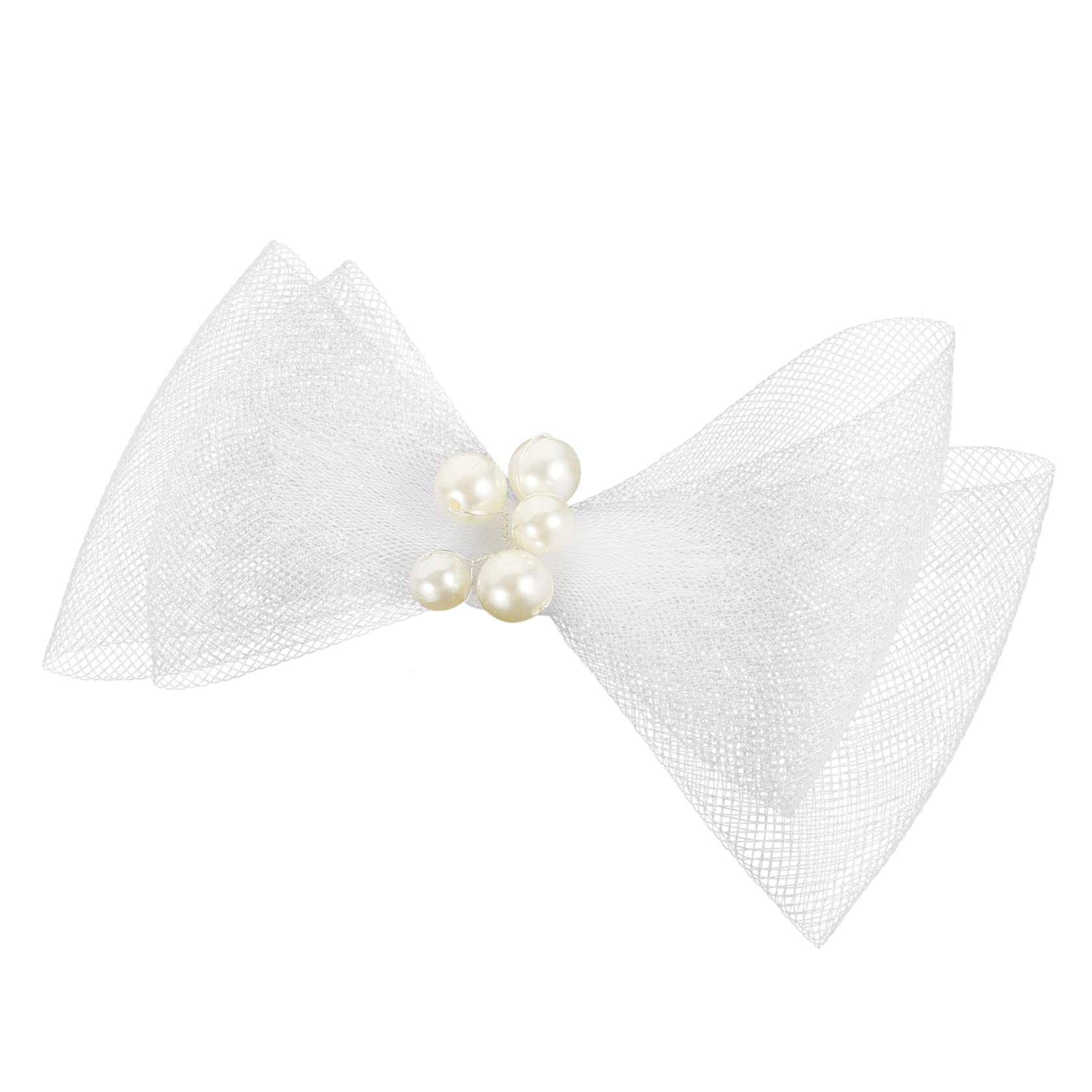 FRCOLOR 5pezzi Fermaglio Per Fiocco Con Perle e Tulle Accessorio Elegante Per Sposa e Cerimonie Per Acconciature Di Donne e Ragazze Resistente e Flessibile