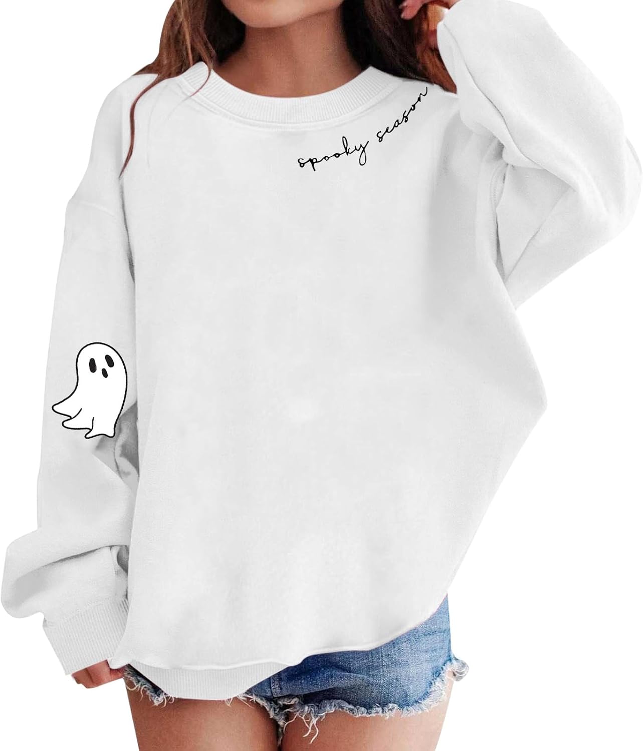 Girls Sweatshirt Crew Neck Plain Long Sleeve Casual Loose Pullover