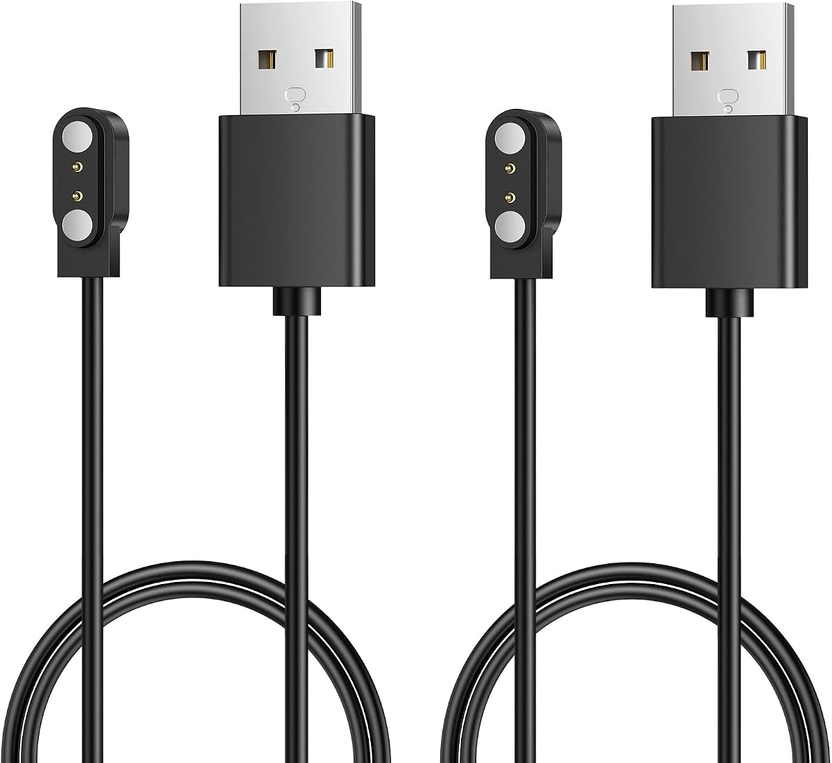 [2-Pack Smart Watch Charger for SPROD1, Magnetic USB Charging Cable for Smartwatches with 2-pin 2.5mm Cable, Compatible with P22, LW31, LW45, D10, N29, i13, Y20GT, i18, P58, H76, I22, P25