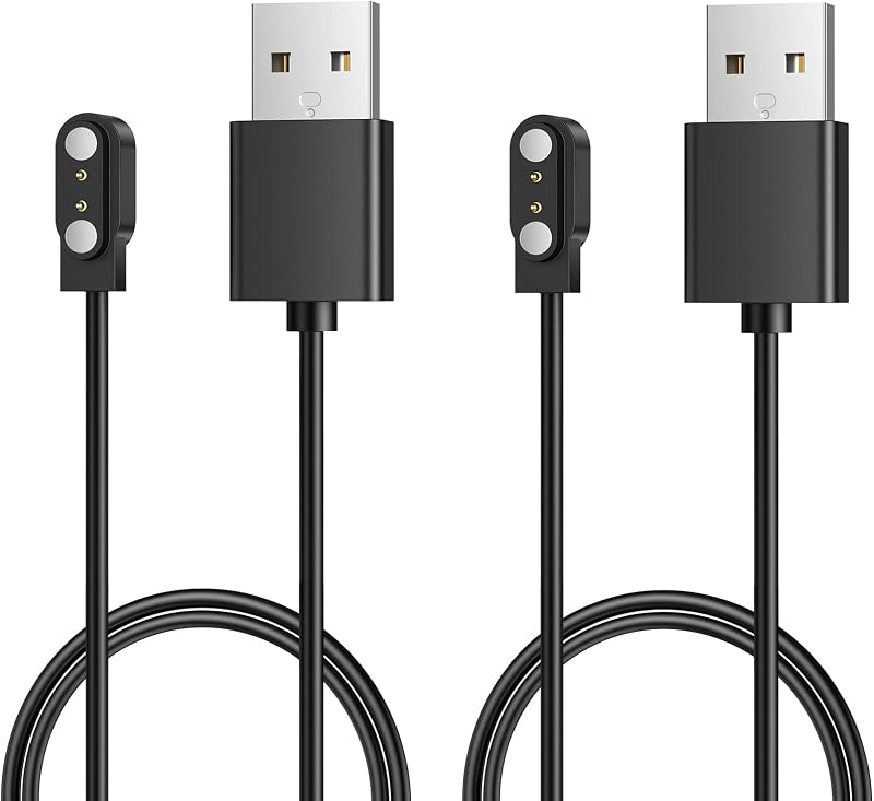 [2-Pack Smart Watch Charger for SPROD1, Magnetic USB Charging Cable for Smartwatches with 2-pin 2.5mm Cable, Compatible with P22, LW31, LW45, D10, N29, i13, Y20GT, i18, P58, H76, I22, P25