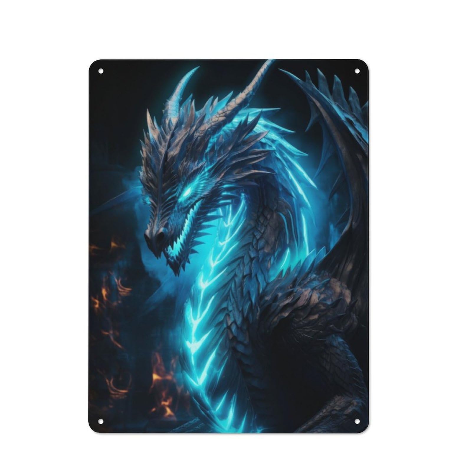 Junmoney Neon Dragon Nebulae For Café Or Restaurant, Vintage Tin Wall Plaque 40X30cm, New Home Wall Decor For Café Owners And Decorators