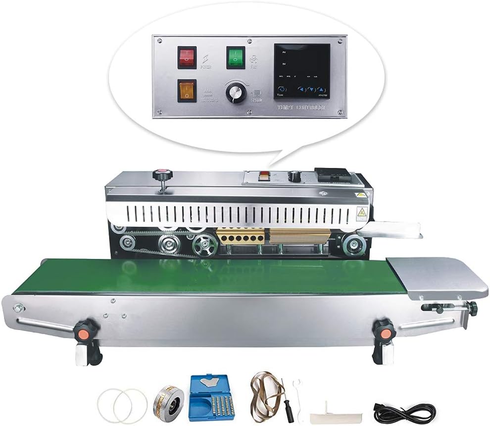 FFMT LCD Automatic Continuous Band Sealer FR900 Updated Vision,Continuous Sealing Machine Temperature Control,Horizontal Bag Sealer Machine for PVC Bags Films