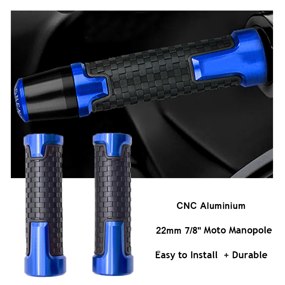 22mm 7/8'' Moto CNC Manopole Manubrio per MT-09 SP MT09 MT01 MT03 MT07 MT10 2000-2017 2019 2021 2022 2023 2024 -Blu