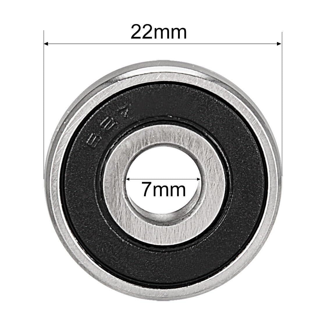Rodamiento rígido de bolas 627-2RS doble sellado 8 x 22x 7 mm acero cromado 10 piezas