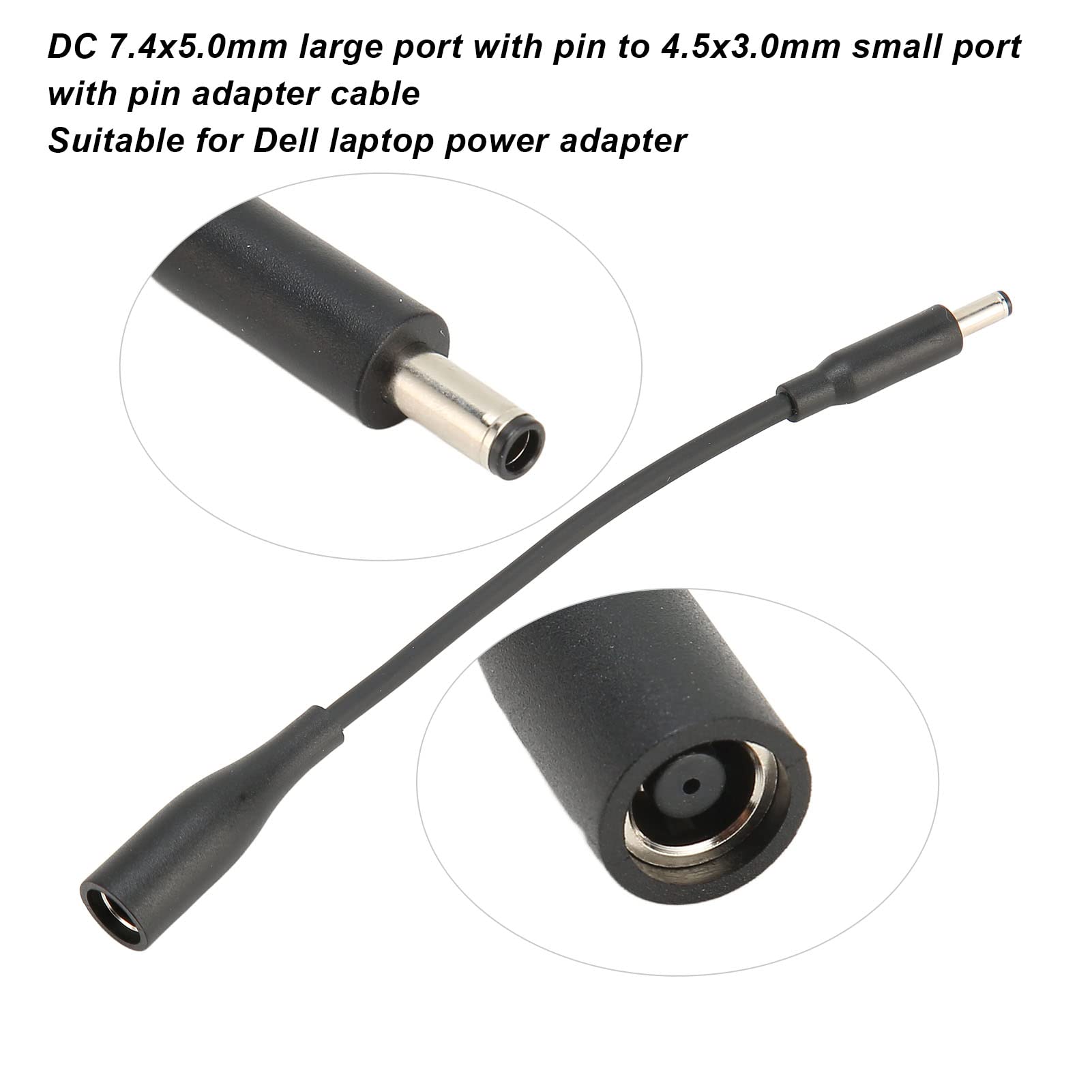 4 szt. Adapter Końcówki Konwerter Kabel DC 7.4x5.0mm do 4.5x3.0mm do Zasilacza do Laptopa Dell, Plug and Play