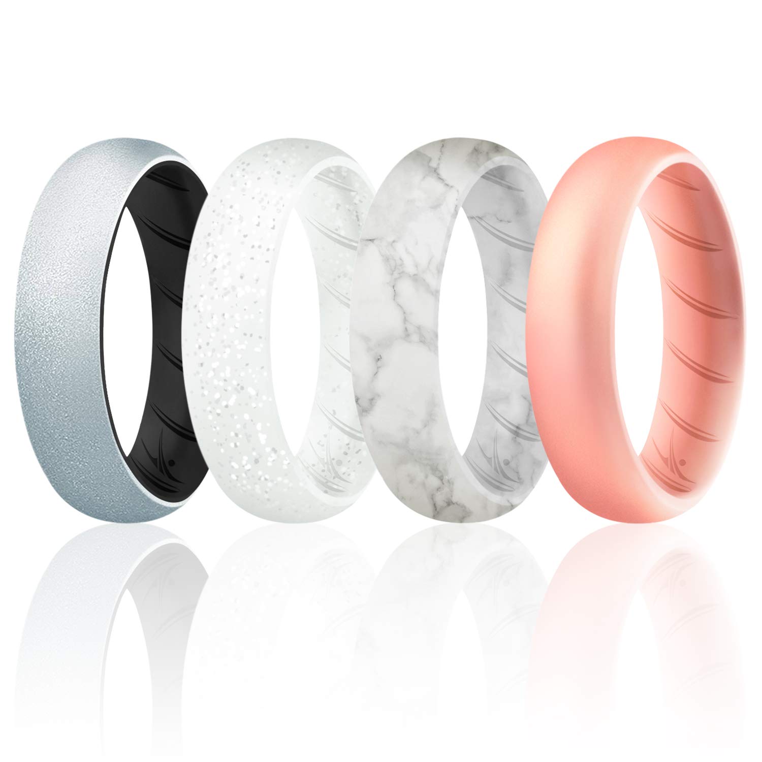 ROQ Silicone Rings for Women Breathable Silicone Rings Bands - Comfort Fit Silicone Wedding Ring for Women - Medical Grade Silicone Rubber Band - Unique Women's Silicone Wedding Ring