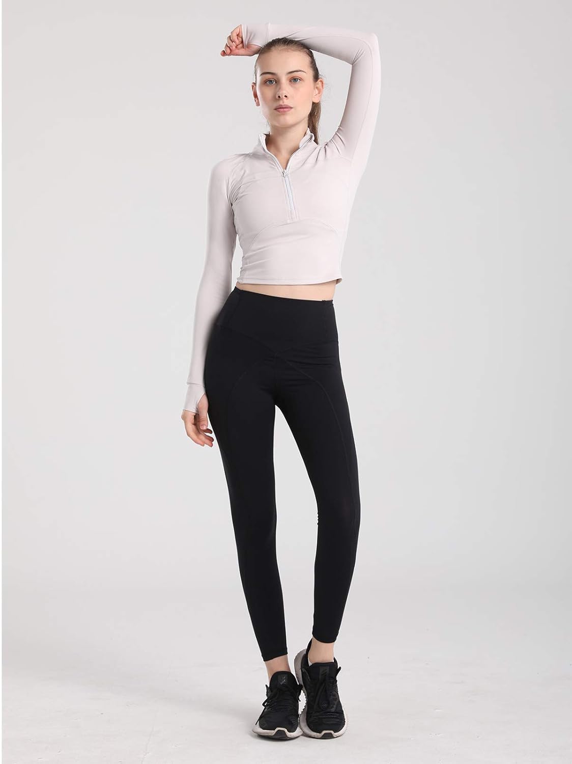 Women's Athletic Half Zip Pullover Sweatshirt Workout Top Crop Quarter Zip Pullover Yoga Running Jackets - Image 5