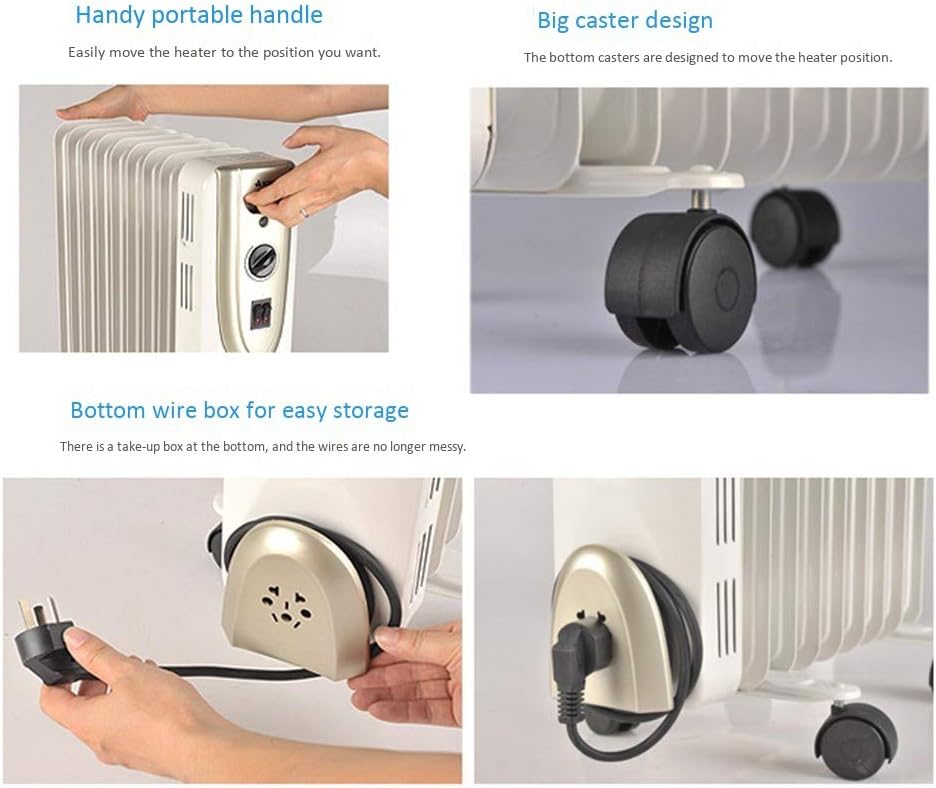Multiple Safety Protection Oil Filled Room Heater Intelligent Temperature Control Oil Heater with Humidification Box Drying Rack Universal Wheel for Living Room Office