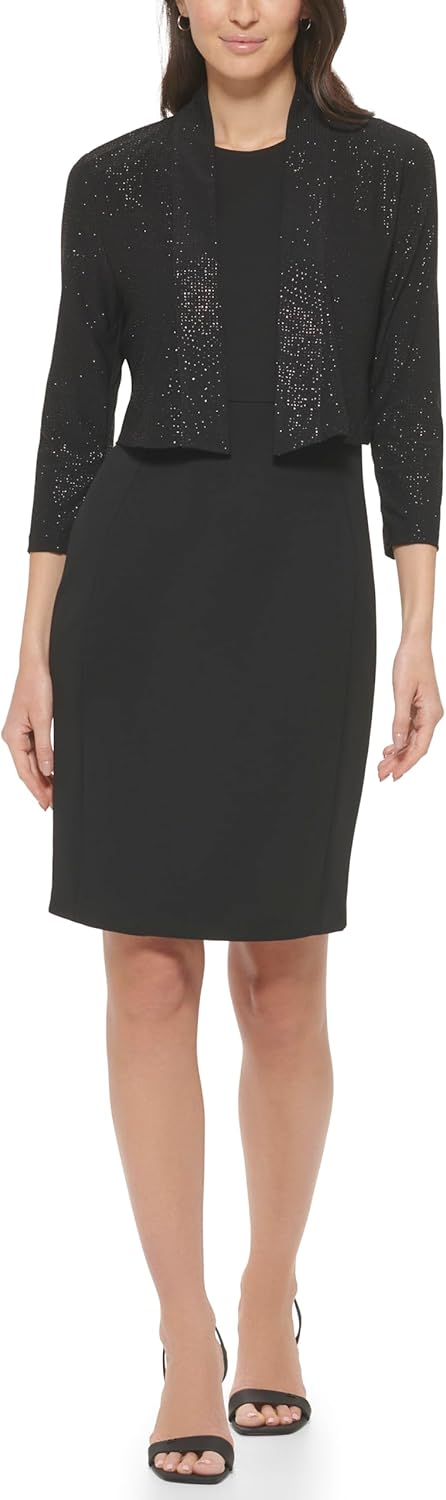 Calvin Klein Women's Three-Quarter-Sleeve Shimmer Shrug