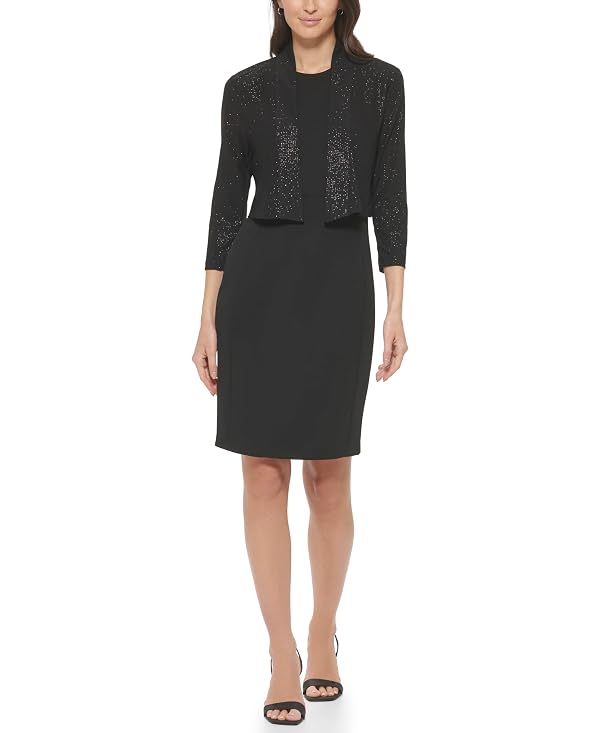 Calvin Klein Women's Long Sleeve Shimmer Shrug, Black, Small by Calvin Klein - Used condition - US$26.24