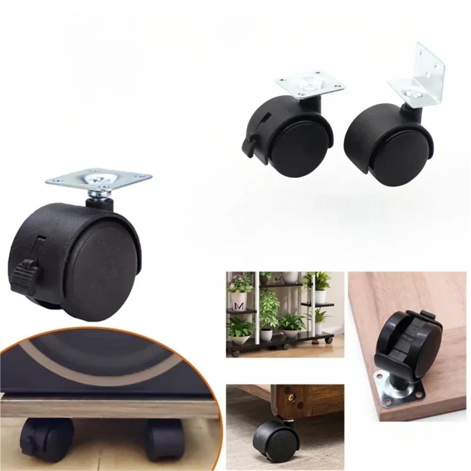 4 pz 1.5 Pollice Universale Ruota Girevole Caster Ruota A Rulli i Sedia Da Ufficio Caster Con Freno for I Bagagli Sedia Accessori, Facile da Installare(1.5in without brake)