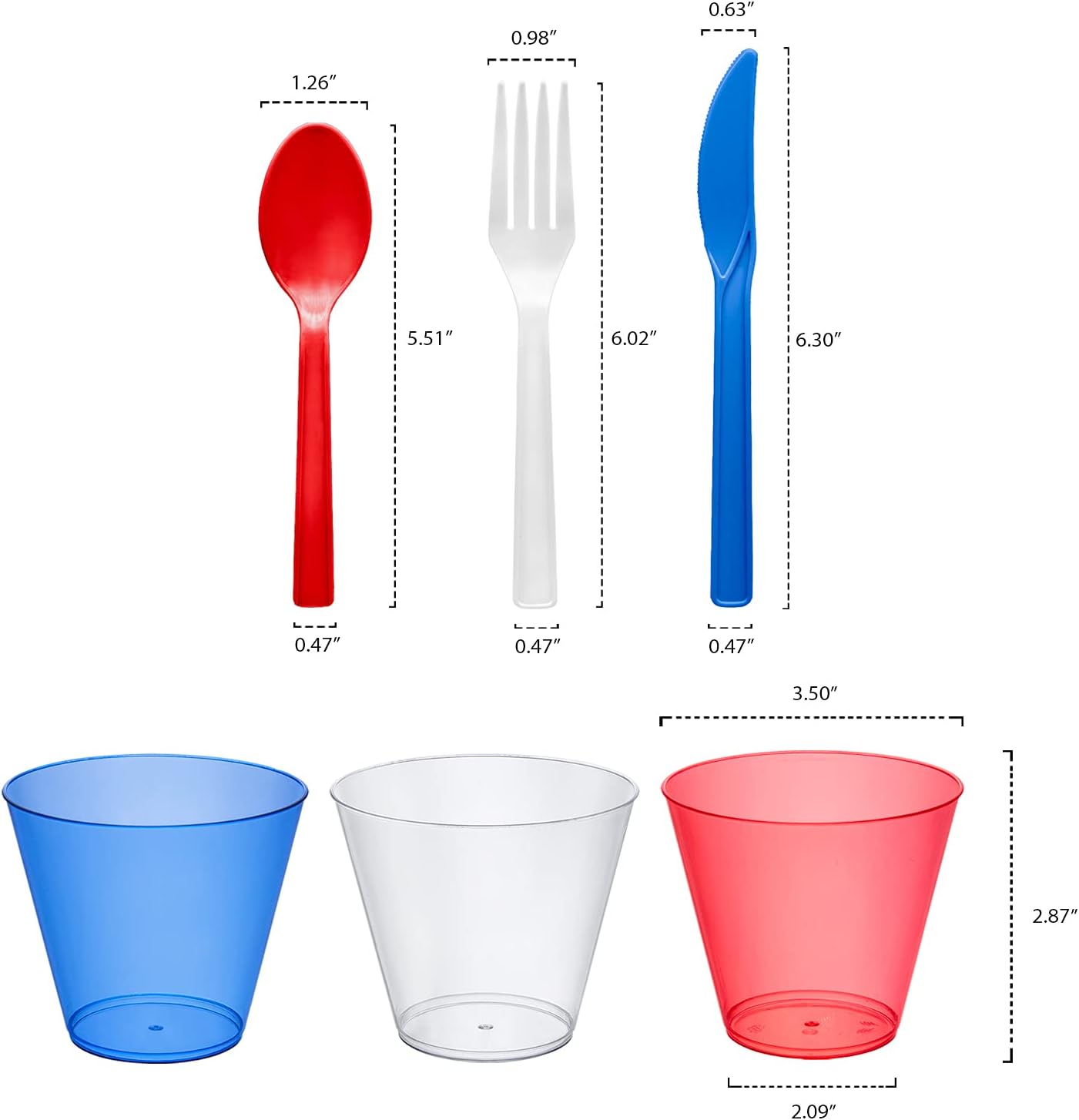 Party Essentials 4th of July Patriotic Theme Assortment Disposable Plastic Party Supplies, American Stars and Stripes, Plates/Tumblers/Cutlery Set, 273-Count
