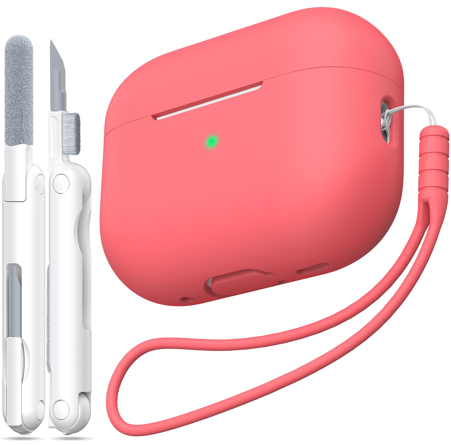 MHYALUDO Funda para AirPods Pro de 2ª generación, Funda para AirPods Pro de Silicona Suave anticaída de Grado Militar Que Absorbe los Golpes, Tacto de Piel con Llavero y Kit de Limpieza,Negro — view 30