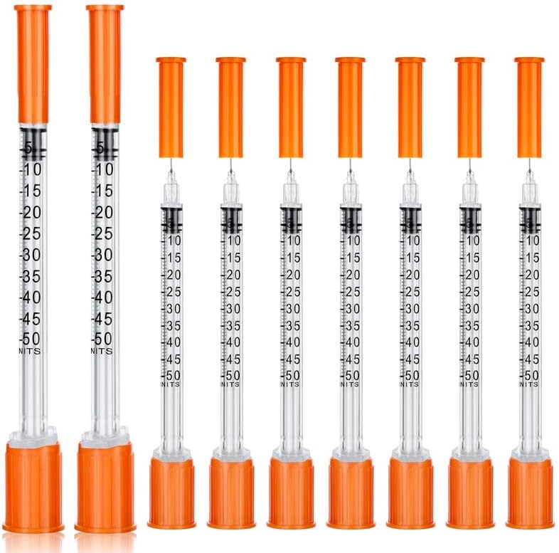 U-100 0.5mL Syringe 29G 1/2 inch, 0.5cc Syringes for Lab Supplies Dispensing Supplies, Individually Wrapped, 100 Pack