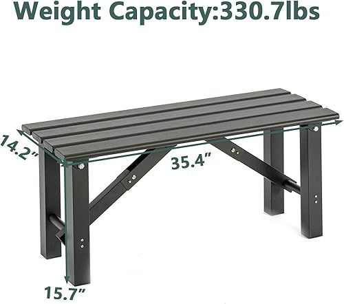 Miniatura 2 de Ajikgn Aluminio negro, 35.4 x 14.2 x 15.7 pulgadas, peso ligero, alta carga, jardín de parque, patio y banco al aire libre, 35 x 14 x 15.7 pulgadas