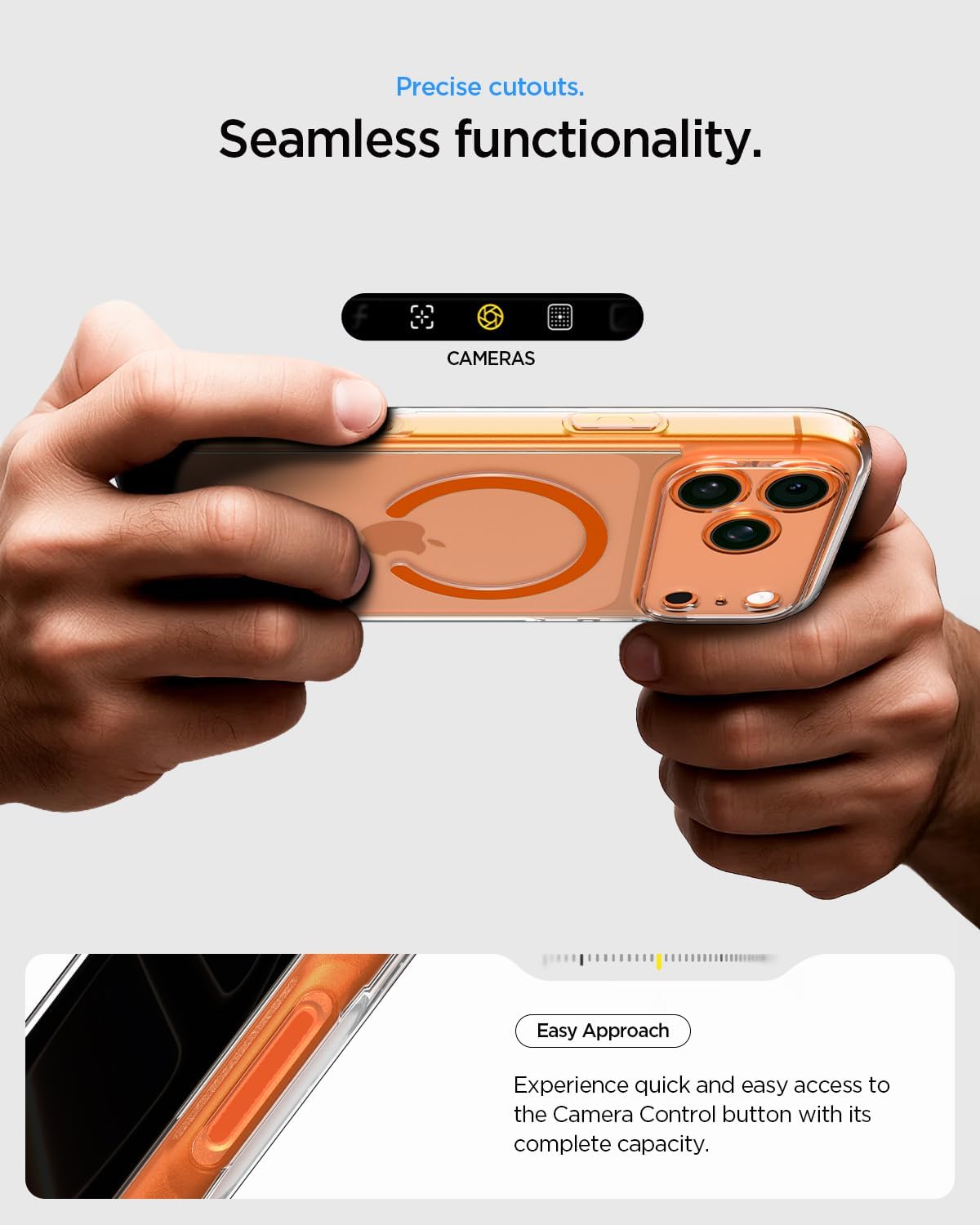 Spigen for iPhone 17 Pro Max Case, Ultra Hybrid MagFit [TPU Covered Camera Control] [Anti-Yellowing] [Compatible with Magsafe] - Clear Orange - Image 7