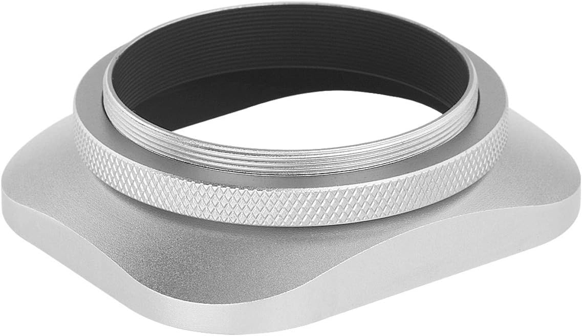 Haoge LH-EW2 49mm Square Metal Screw-in Lens Hood with Cap for 49mm Canon Nikon Sony Leica Voigtlander Nikkor Panasonic Pentax Contax Olympus Lens and Other Lens with 49mm Filter Thread Silver