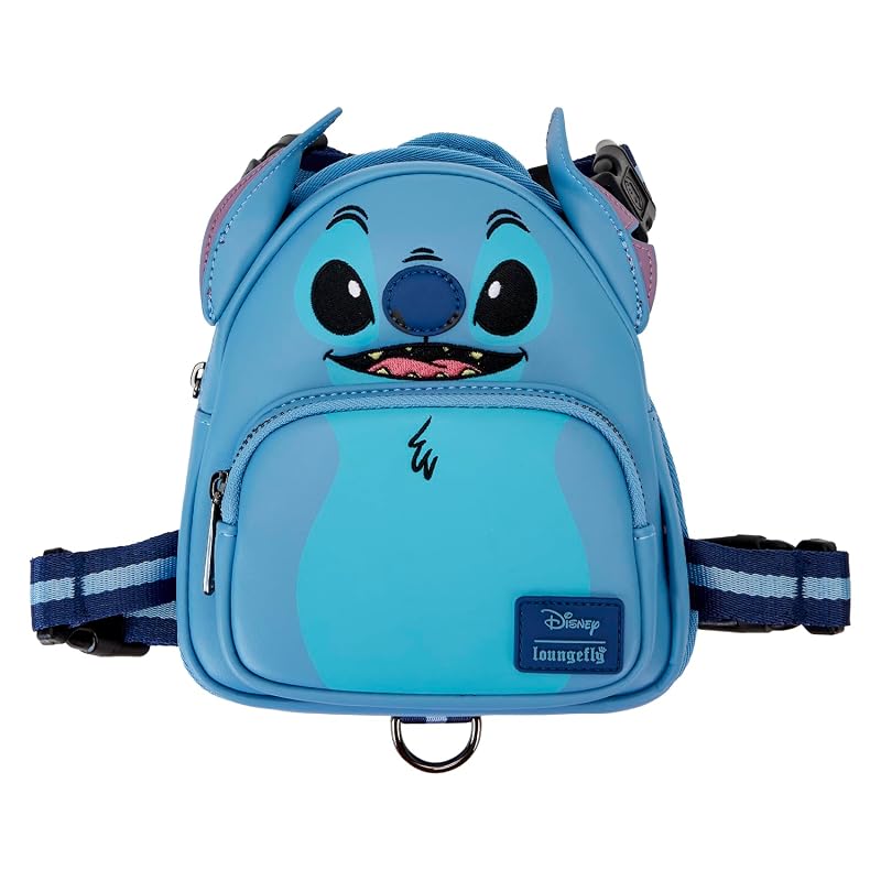 Peitoral para Cães Loungefly Disney Stitch com Bolsos e Guia (Tamanho Médio)