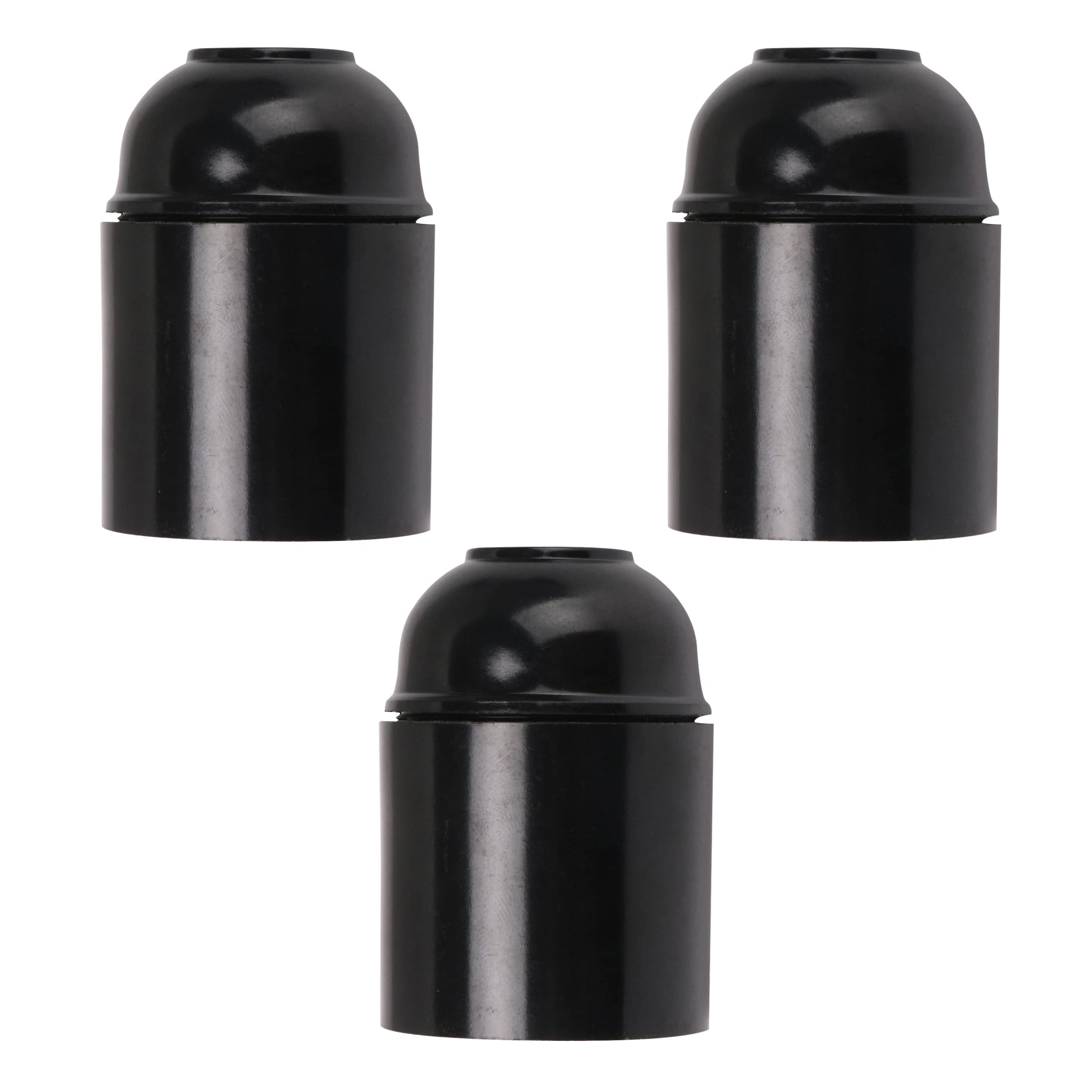 3 Pack Retro Style Screw E27 Light Bulb Lamp Holder Base Pendant Socket Bulb Holder Edison Screw Black Plastic Lamp holder For Table Lamp Socket UK.