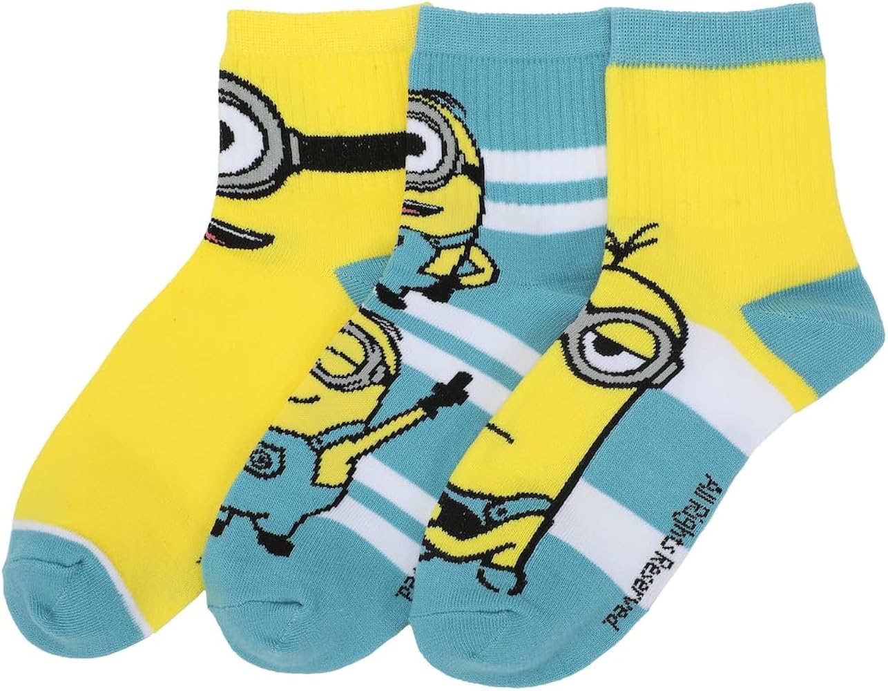 Amazon.com: Bioworld Minions Adult Quarter Crew Ankle Socks - 3